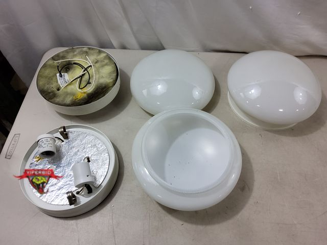 Lot 7-131308 - Pulled from recent remodel (4) Ceiling lights with glass globe. Each light takes (2) Bulbs (not incl...