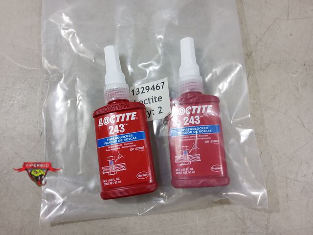 Lot 7-132666 - New! (2) Loctite 243 threadlocker. 1.69 fl. oz bottles. Use by 2/2026