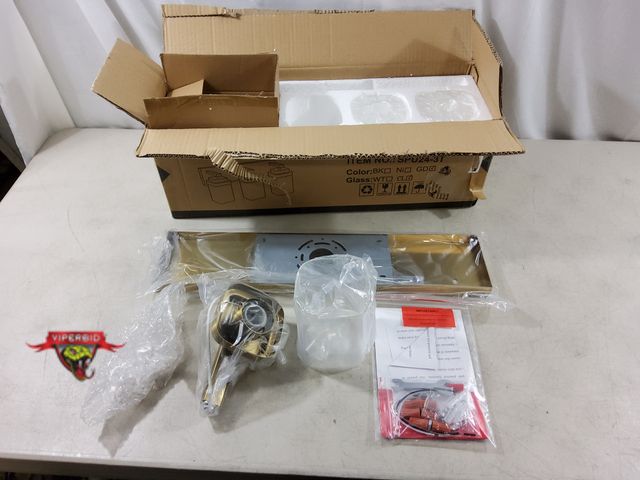 Lot 7-135046 - LKHF Brushed Gold Bathroom Light Fixtures, 3 Light. 22".