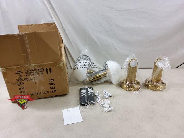 Lot 7-132983 - Set of 2 - Wall sconces with remote and glass shade. Includes (2) Usb cables for charging sconces.
