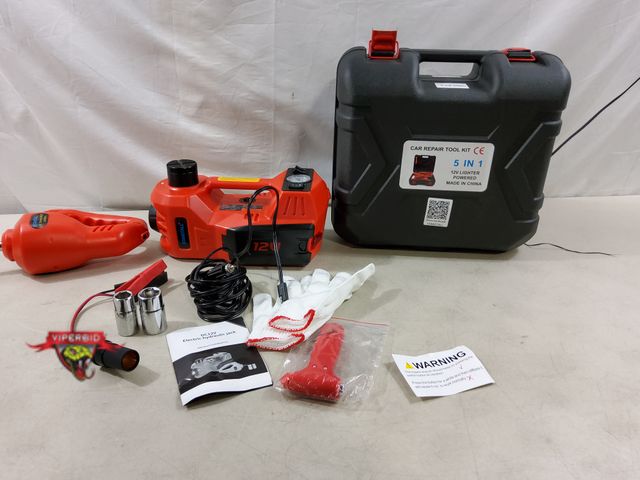 Lot 7-130943 - 5 in 1 - 12V Lighter powered car repair tool kit. Includes: 12V Electric Impact Wrench: For rapid lo...