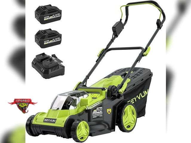 Lot 7-134023 - Seyvum Push Mower 40V 16-inch Cordless Lawn Mower with 45L Grass Collection Bag &amp; 6 Position Hei...