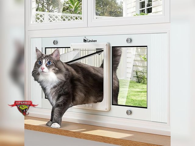 Lot 7-133878 - Linvivon Adjustable Pet Door for Windows. 31" - 36" (31"W x 13"T x 3/4"Thick)