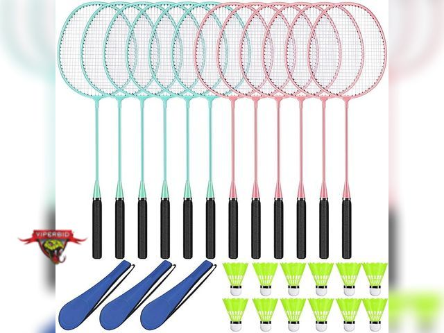 Lot 7-131179 - New! Chitidr 12 Pack Badminton Rackets Set Including Rackets, Nylon Shuttlecocks and Carry Bag.