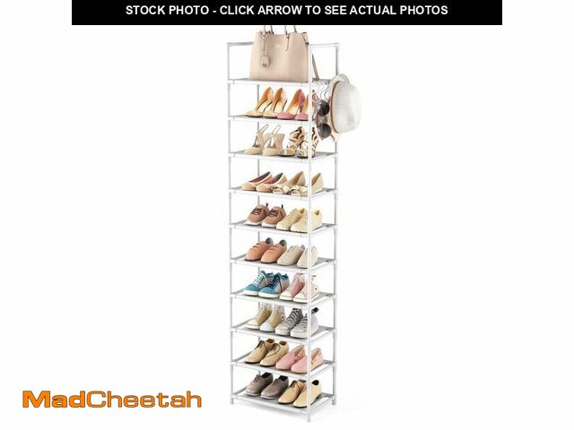 Lot 74-14210629 - LANTEFUL 10 Tiers Tall Shoe Rack 20-25 Pairs Boots Organizer Storage Sturdy Narrow Shoe Shelf for En...
