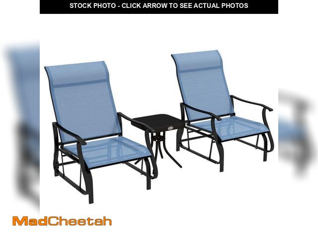 Lot 74-14312917 - Outsunny Breathable Mesh Fabric 3-Piece Set Outdoor Glider Chair Light Blue - UNUSED