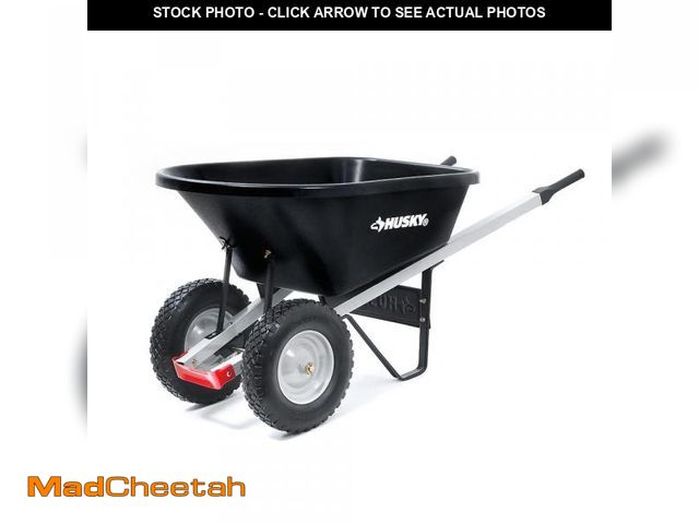 Lot 74-12492830 - Husky 6 cu. ft. Dual-Wheel, Poly Wheelbarrow with 8 in. Flat-Free Tires - USED