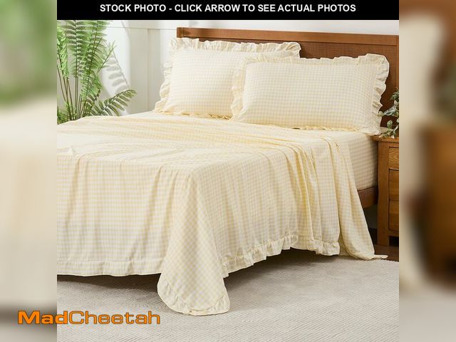 Lot 74-13571065 - kisswish Gingham Full Sheet Set, Lightweight Super Soft Brushed Microfiber Plaid Bed Sheets with 16"...