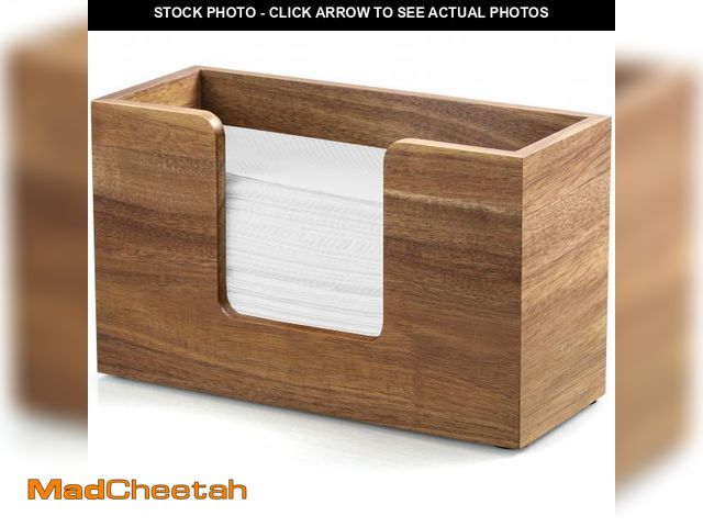 Lot 74-12311372 - Paper Towel Dispenser Countertop, Acacia Wood Bathroom Paper Towel Holder for Home, Napkin Holder fo...