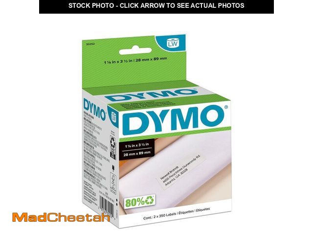 Lot 74-14208110 - DYMO Authentic LW White Mailing Address Labels, For LabelWriter Label Printers, 1-1/8" x 3-1/2", 2 R...