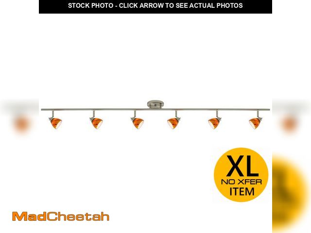 Direct-Lighting 6-Light Fixed Track Lighting Kit - 68" Bar, Amber Glass, Brushed Steel - View #3