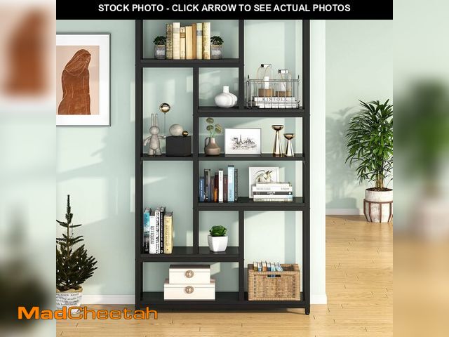 Lot 74-13074473 - Tribesigns 79 Inch Bookshelf, 7-Tier Tall Bookcase with 10-Open Shelf, Wood and Metal Book Shelf Sto...