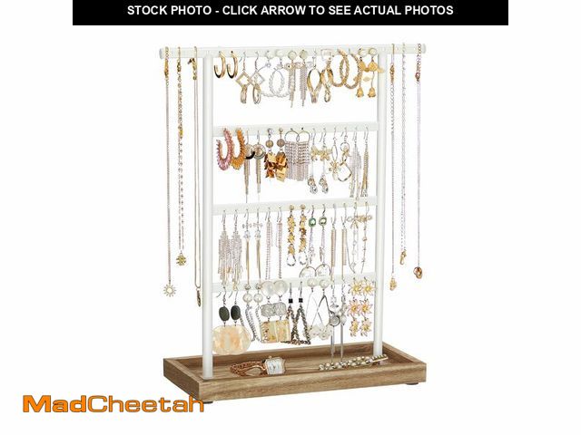 Lot 74-12442511 - SONGMICS Jewelry Organizer, 4-Tier Earring Holder Organizer Stand with Base Tray, for Studs and Neck...