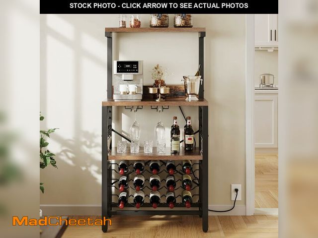 Lot 74-12665436 - YITAHOME Kitchen Microwave Bakers Stand with Wine Rack, Wine Rack Freestanding Floor Small Storage S...