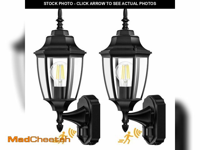 Lot 74-14149549 - Lamomo Outdoor Wall Sconce, 2 Pack Dusk to Dawn Motion Sensor Light Fixtures, Exterior Aluminum Wate...