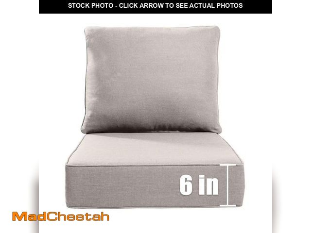 Lot 74-14291644 - Pocassy 22 in. W x 24 in. D x 6 in. Thick Square 2-Piece Deep Seating Outdoor Lounge Chair Beige Cus...