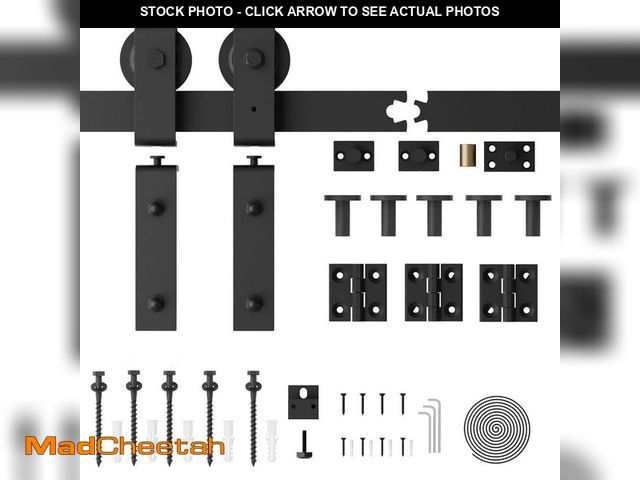 Lot 74-14291150 - WINSOON 6 ft./72 in. Frosted Black Bi-Folding Sliding Barn Door Hardware Track Kit for Double Doors ...