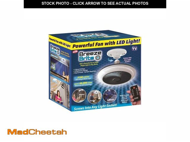 Lot 74-14145543 - Breeze Brite Ceiling Fan with LED Light, No Tools - Screw into Any Light Socket 3 Speed Settings, 3 ...