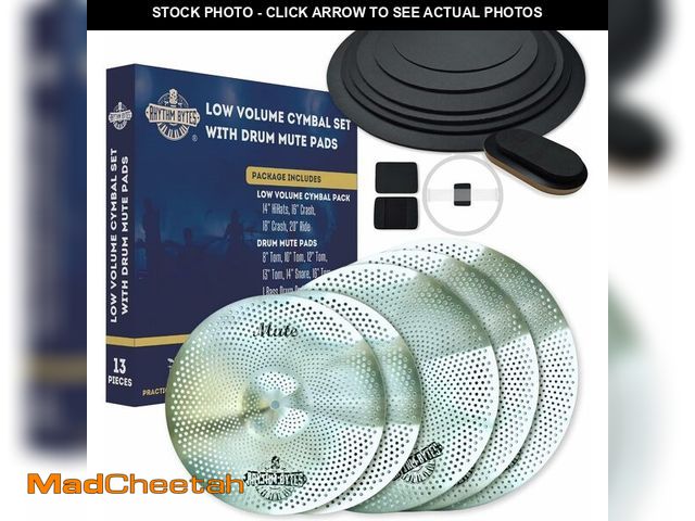Lot 74-13293893 - Rhythm Bytes Low Volume Cymbal Pack with Drum Silencer Pads, 13pcs, Cymbals Set - 14"/16"/18"/20", D...