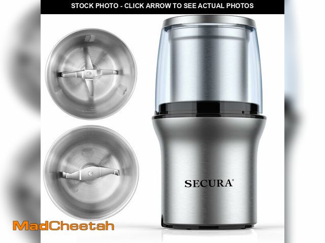 Lot 74-12716890 - Secura Electric Coffee Grinder and Spice Grinder with 2 Stainless Steel Blades Removable Bowls - USE...