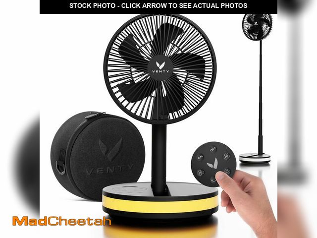 Lot 74-14386435 - VENTY Portable Fan - Wireless Battery Operated Fan - 4 Speeds - LED Lighting - Carry Case &amp; Remo...