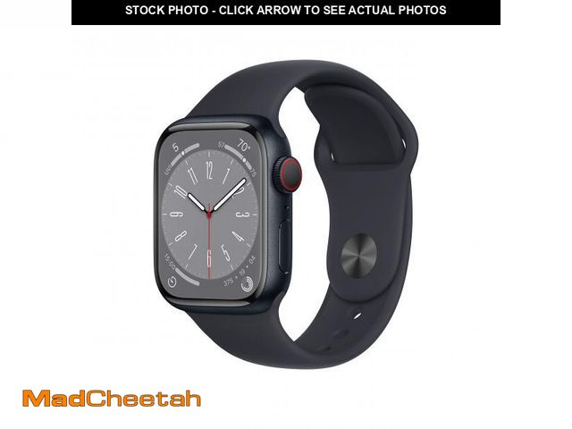 Lot 74-12153345 - Apple Watch Series 8 (GPS + Cellular, 41MM) - Midnight Aluminum Case with Midnight M/L Sport Band (R...