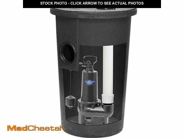 Lot 74-12570123 - Superior Pump 93020 1/2 HP 2" Cast Iron Sewage Pump System with Vertical Float Switch , Black - UNUS...