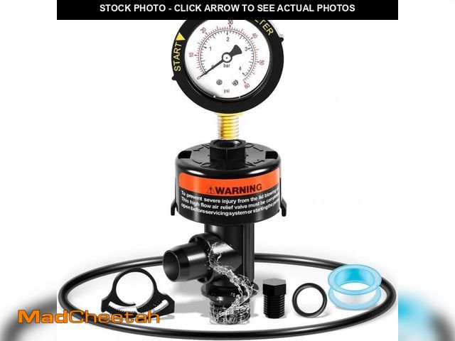 Lot 74-10382959 - sixcow 98209800 High Flow Manual Air Relief Valve with Pressure Gauge and 87300400 Body O-Ring Repla...