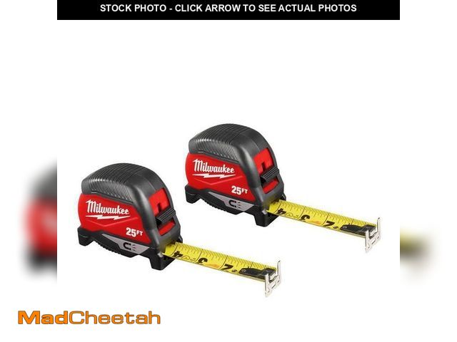Lot 74-12465269 - Milwaukee 25 ft. Compact Magnetic Tape Measure (2-Pack) - UNUSED