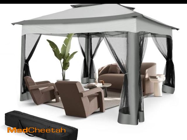 Lot 74-12158753 - (COVER ONLY) COBIZI Outdoor Canopy Gazebo 11x11 Pop up Gazebo Patio Gazebo with Mosquito Netting Out...