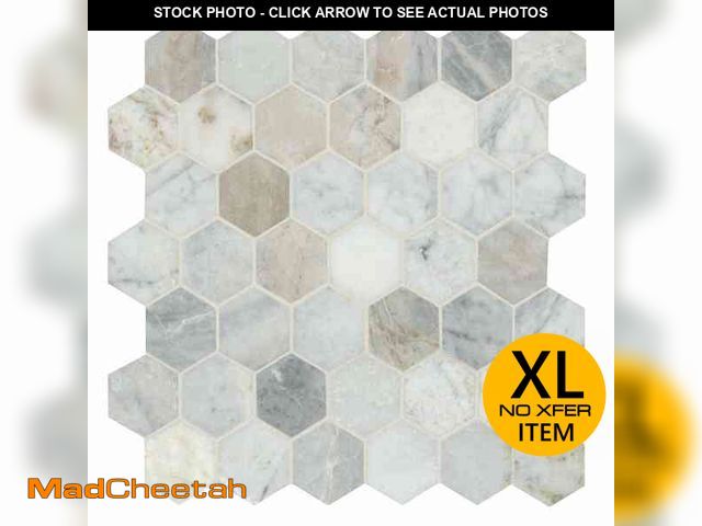 Lot 74-13286904 - MS ICapri Blue 2 in. Hexagon 12 in. x 12 in. x 0.38 in. Honed Marble Mesh-Mounted Mosaic Tile (5.88 ...
