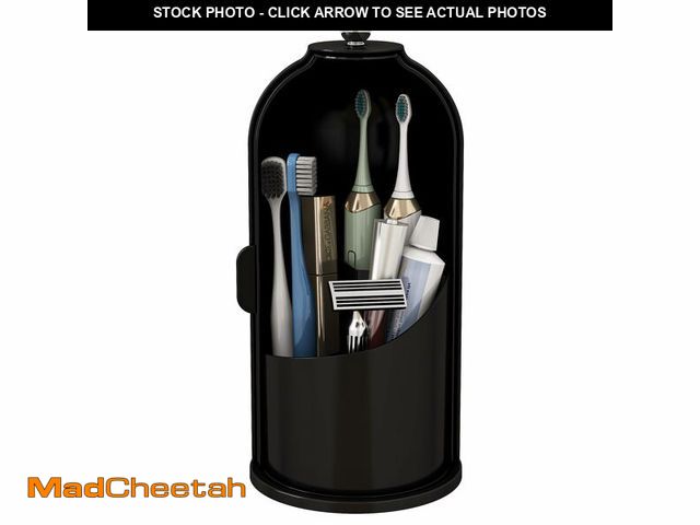 Lot 74-14387443 - Zufudo Toothbrush and Toothpaste Holders with Cover, Solid Black - UNUSED