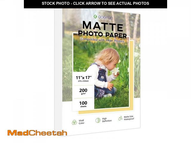Lot 74-12431528 - 11x17 Matte Photo Paper, Goefun 200 GSM/54LB Inkjet Photo Paper for Printer 100 Sheets for Posters, ...
