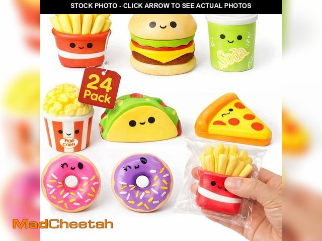 Lot 74-14143854 - 4E's Novelty 24 Pack Fast Food Squishy Toys for Kids Bulk Slow Rising Individually Wrapped Small 1.5...