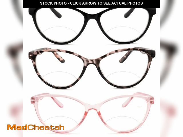 Lot 74-14339189 - Ryegis 3 Pack Bifocal Reading Glasses for Women, Blue Light Blocking Cat Eye Computer Readers,New No...