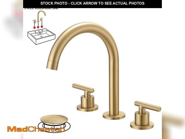 Lot 74-14306089 - BWE 8 in. Widespread Double Handle High-Arc Bathroom Faucet Water-Saving With Drain Kit In Brushed G...