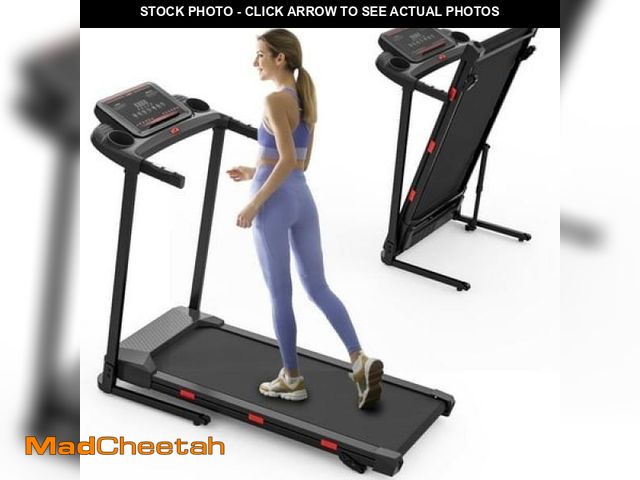Lot 74-12378924 - Cardio Flex Foldable Treadmill with Incline  Speakers  &amp; LED Display for Home Workouts  Red/Blac...