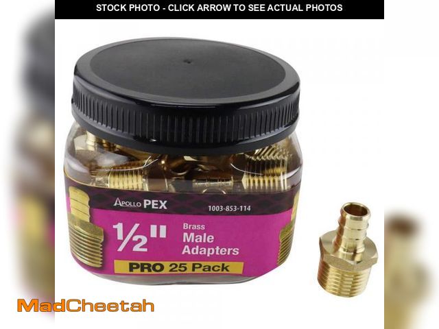 Lot 74-12085560 - Apollo 1/2 in. Brass PEX-B Barb x Male Pipe Thread Adapter Pro Pack (25-Pack) - UNUSED