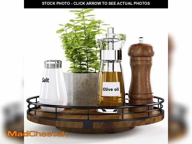 Lot 74-13714598 - Farmhouse Oak 10" Lazy Susan Turntable Organizer for Cabinet, Round Wooden Lazy Susan Organization a...