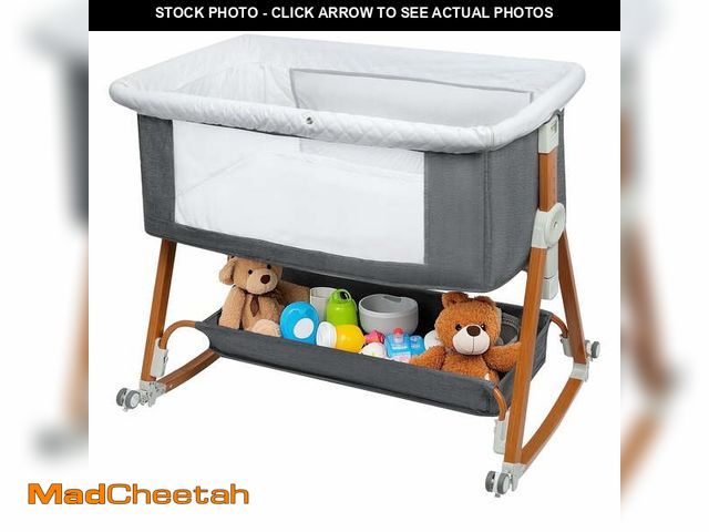 Lot 74-12548904 - Haoyunduo Baby Bassinet, Foldable Baby Crib with 6 Adjustable Heights and Storage Basket for Infant ...