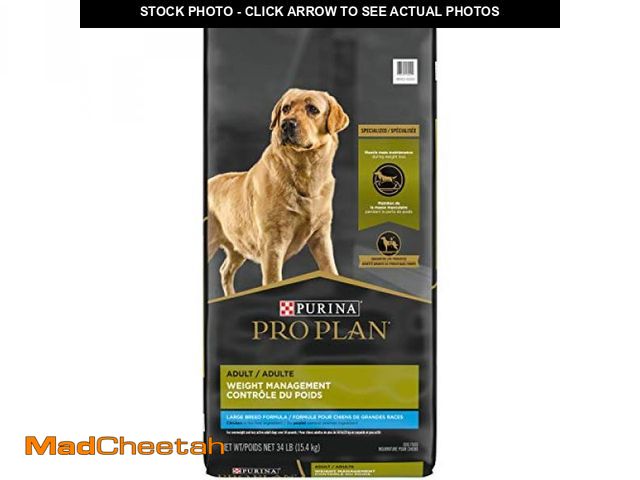 Lot 74-12398280 - Purina Pro Plan Large Breed Weight Management Dry Dog Food, Chicken and Rice Formula - 34 lb. Bag (E...