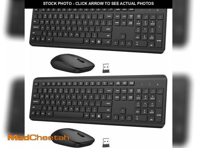 Lot 74-14283071 - Wireless Keyboard and Mouse Combo, Full-Size Silent Ergonomic Keyboard and Optical Mouse, Long Batte...