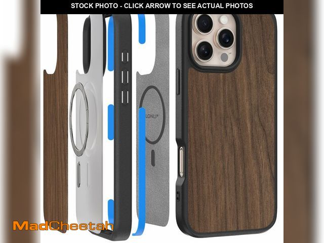Lot 74-12604976 - LONLI 2.0 - for iPhone 16 Pro Max Case - The Toughest Walnut Wood Magnetic Protective Phone Cover - ...
