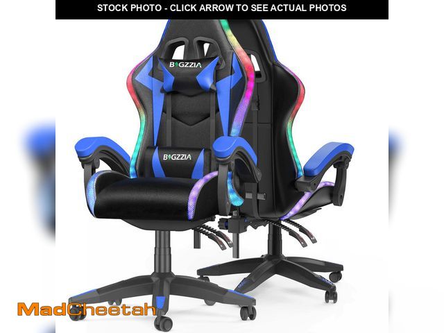 Lot 74-12764783 - (MISSING HARDWARE) Bigzzia Gaming Chair with LED Lights, Computer Chair with Lumbar Support, Ergonom...