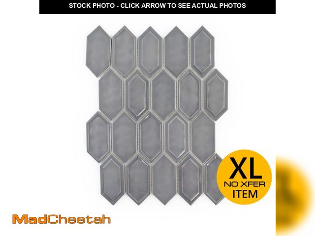 Lot 74-12813779 - (48sq ft) Jeffrey Court Caldera Charcoal 10 in. x 13 in. Hexagon Gloss Glass Mosaic Wall Tile (13.53...