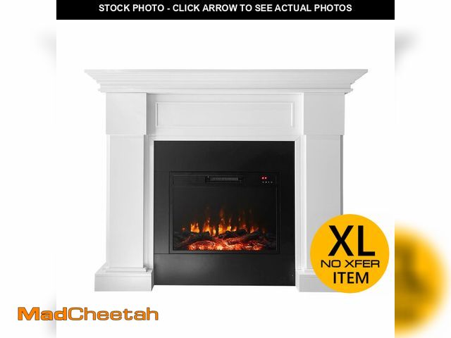 Lot 74-12689301 - (TOP HAS SMALL CRACK) 54.8-Inch White Electric Fireplace with Mantel, Stylish Heater for Your Living...