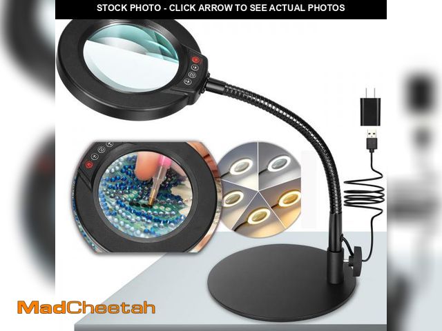 Lot 74-12438262 - Krstlv 10X Magnifying Glass with Light and Stand, 5 Color Modes Stepless Dimmable LED Lighted Desk L...
