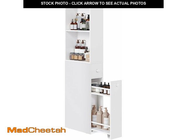 Lot 74-12828258 - VASAGLE Slim Storage Cabinet, Narrow Freestanding Cabinet with Drawers and Adjustable Shelf, Modern ...