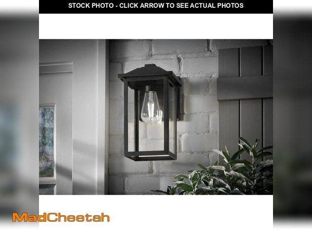 Lot 74-14113168 - 1-Light 12 in. Black Hardwired Transitional Outdoor Wall Light Lantern Porch Sconce with Clear Glass...