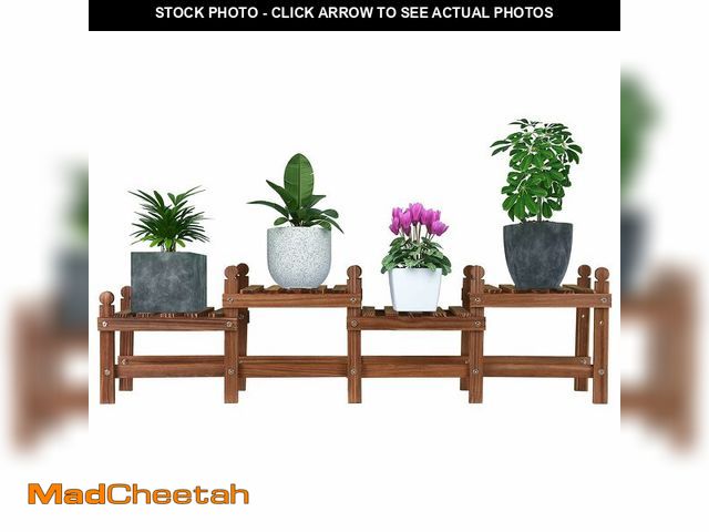 Lot 74-13961972 - Jotboom Wood Plant Stand Indoor Outdoor,4 Tiers Plant Stand Bench Indoor,Low Window Plant Shelf Smal...
